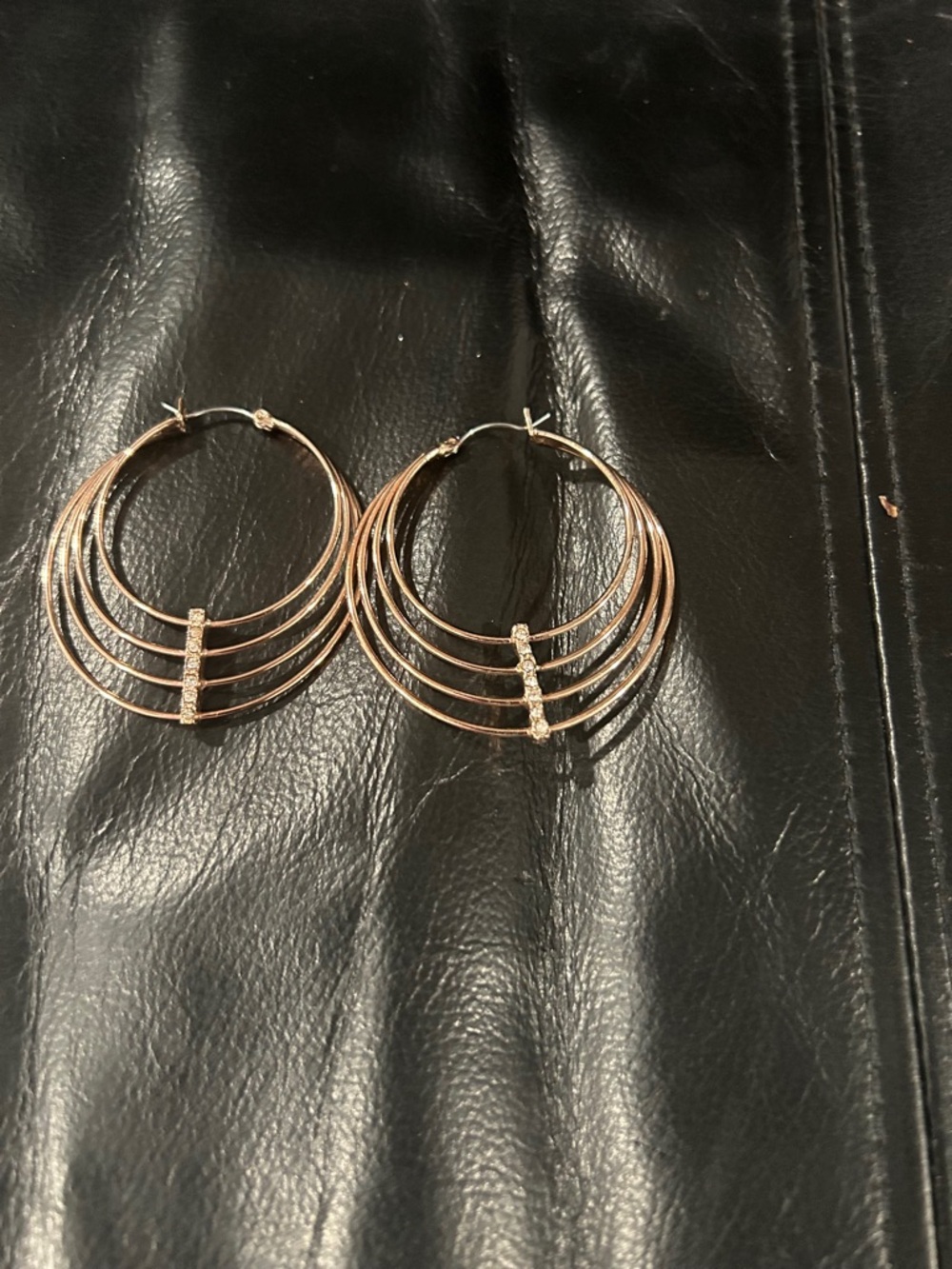 Lamborghini Rose Gold Multi-Hoop Crystal Bar Earrings